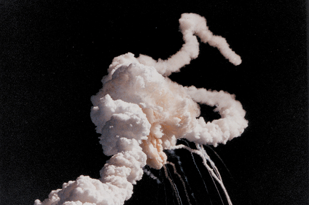 Immediately after the explosion, the SRBs made trails as they corkscrewed away from the explosion of the external fuel tank